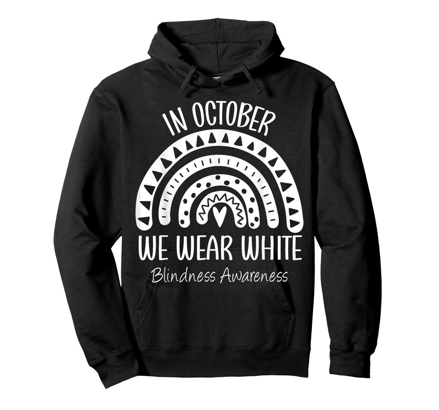Rainbow In October We Wear White Blindness Awareness Ribbon T-Shirt