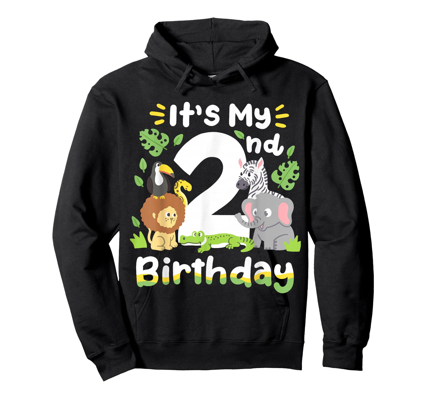 Jungle Safari 2nd Birthday Zoo Animal Two Years Old Kids T-Shirt
