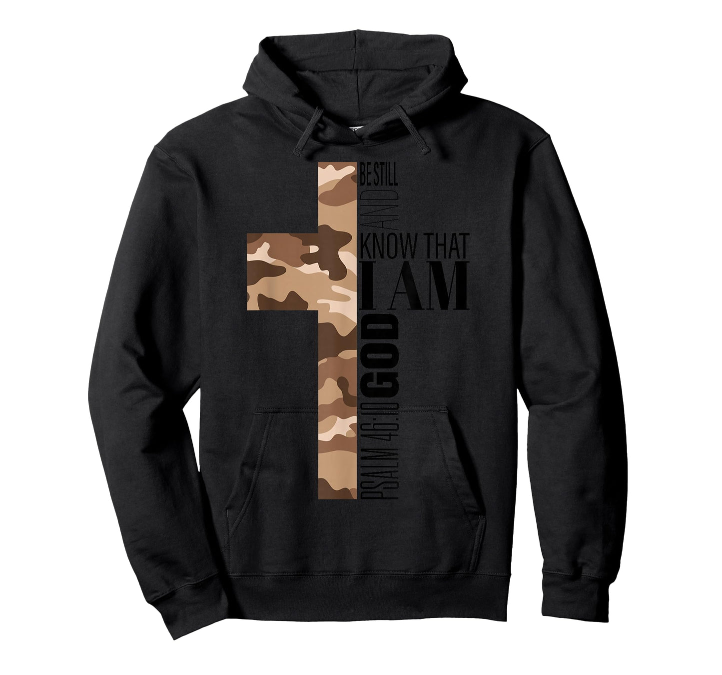 Be Still And Know God Christian Bible Verse Brown Camo Cross T-Shirt