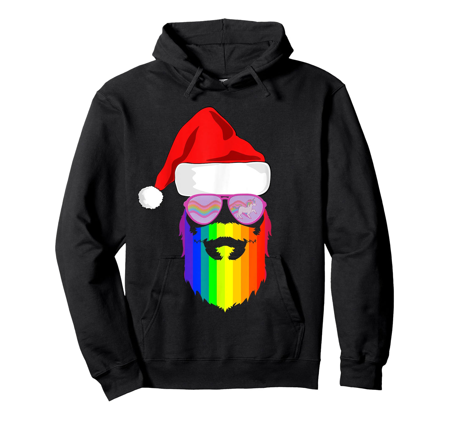 Gay Santa Claus Christmas Rainbow Unicorn Sunglasses LGBQT T-Shirt