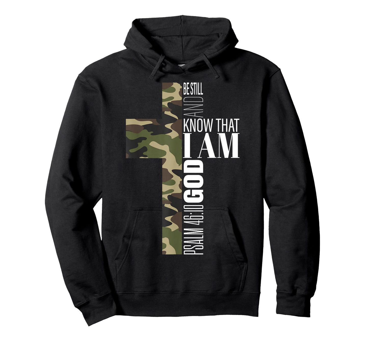 Be Still and Know God Christian Bible Verse Green Camo Cross T-Shirt