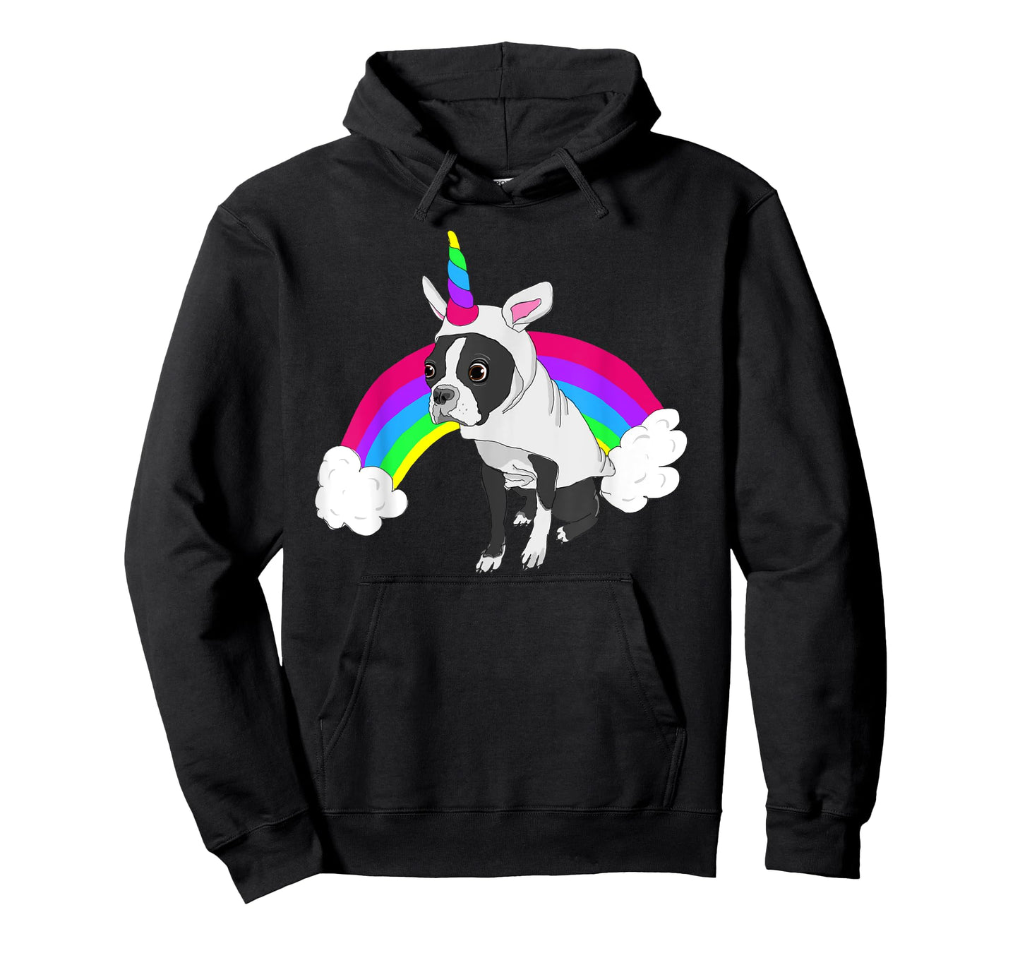 Cute Boston Terrier Unicorn Rainbow T-Shirt