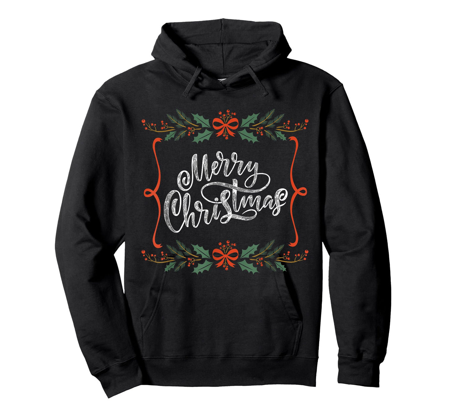 Merry Christmas Holly Berries Bows Ribbons T-Shirt