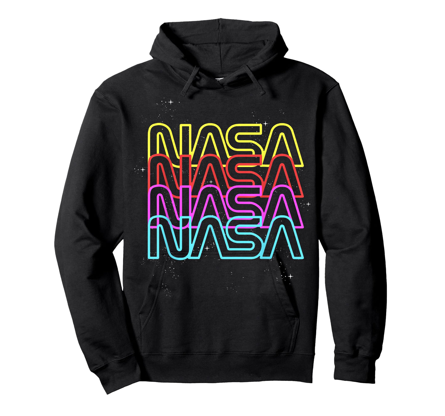 NASA Neon Rainbow Repeat Text Logo T-Shirt