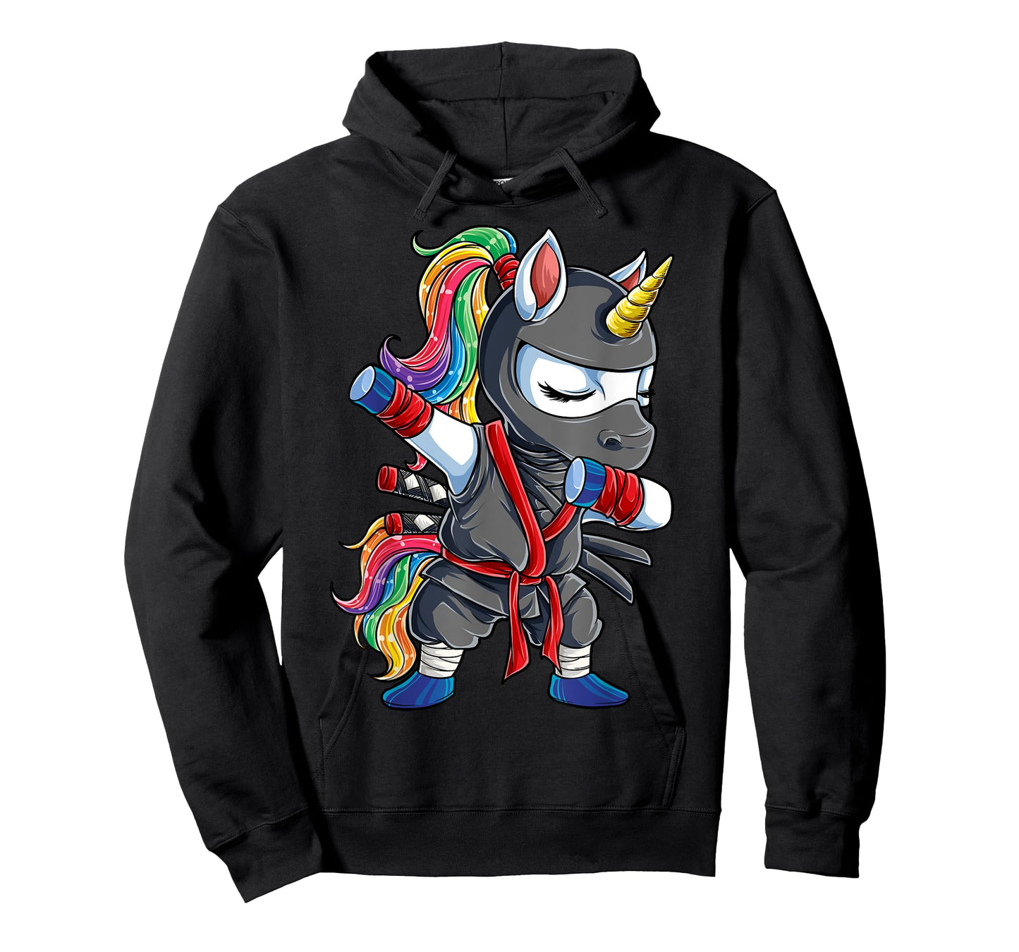 Dabbing Ninja Unicorn T Shirt Girls Rainbow Martial Arts Tee T-Shirt