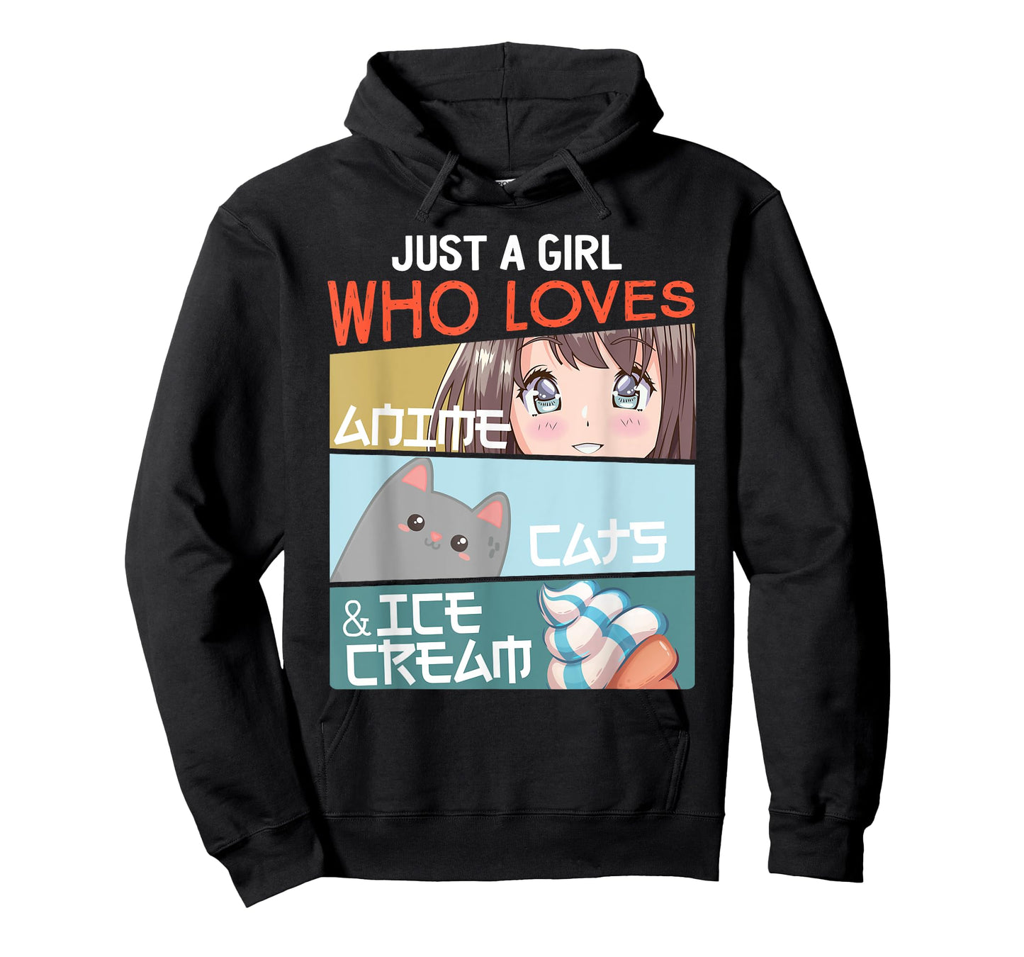 Just A Girl Who Loves Anime Cats Ice Cream Otaku Manga Lover T-Shirt