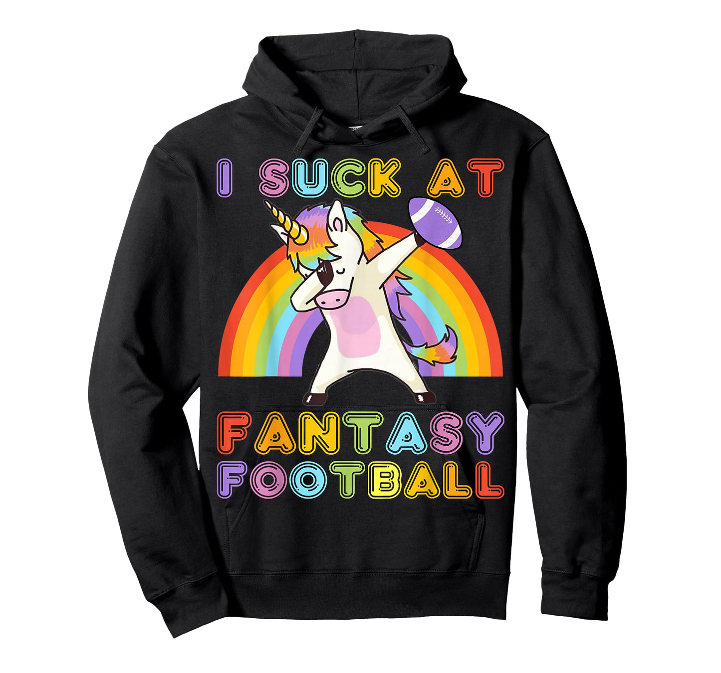 I Suck at Fantasy Football - Rainbow Dabbing Unicorn Loser T-Shirt
