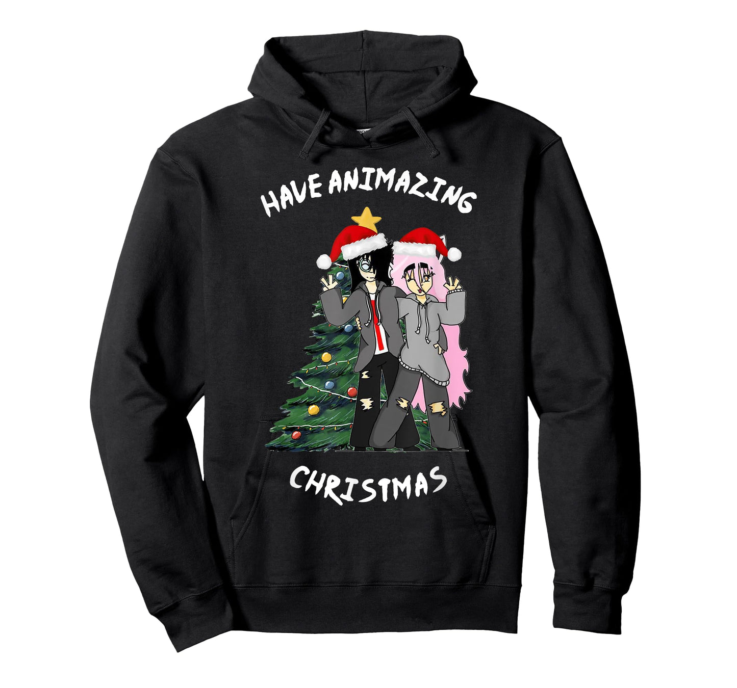 Anime Japanese Christmas Show Xmas Tree with Santa Claus Hat T-Shirt
