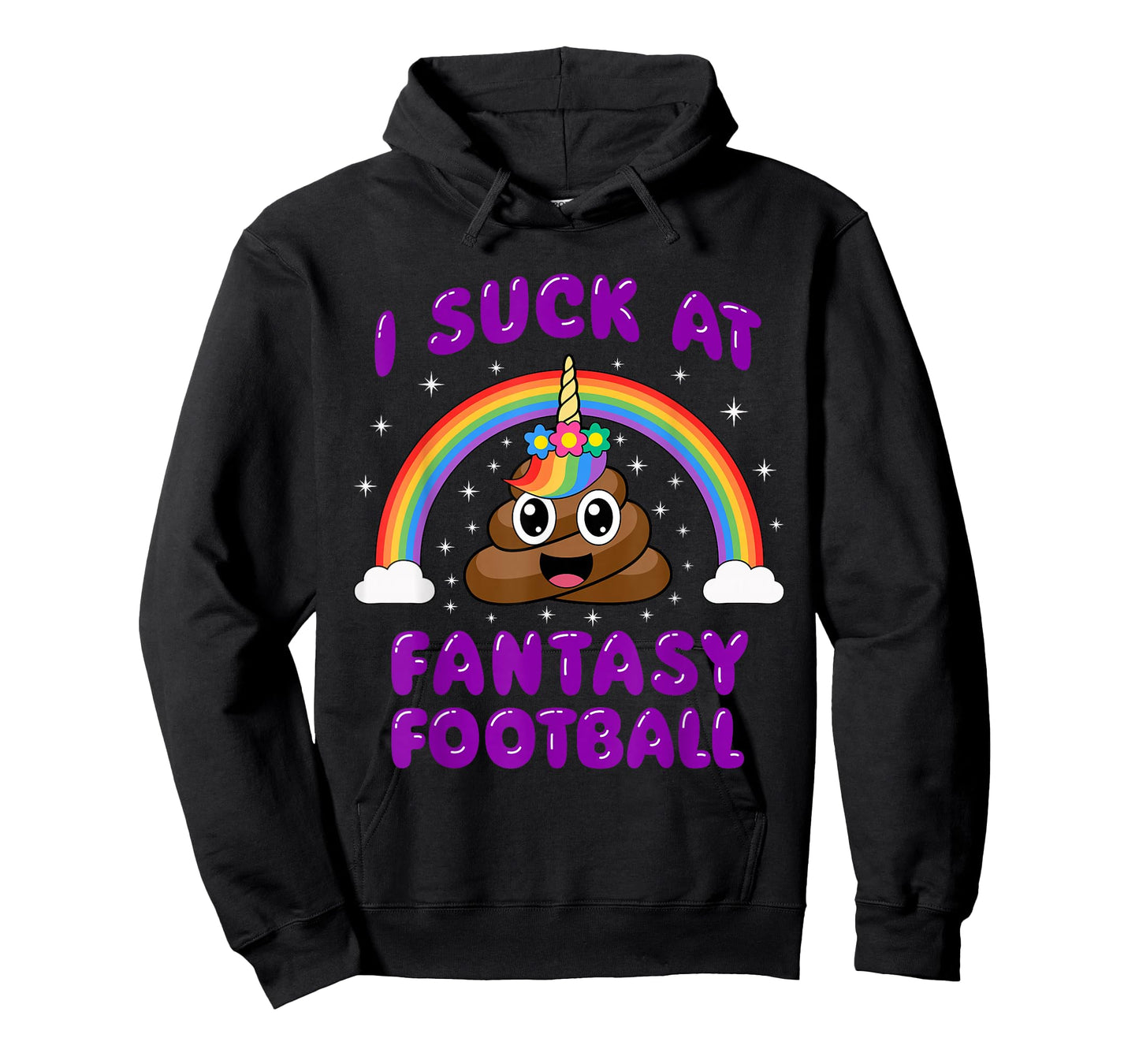 I Suck At Fantasy Football Poop Unicorn Funny Pink T-Shirt