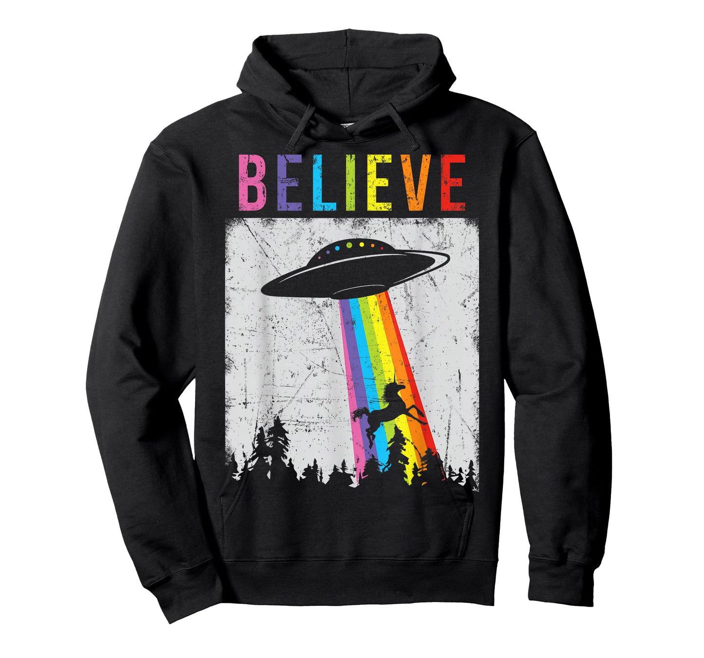 Alien Unicorn UFO Rainbow T-Shirt T-Shirt