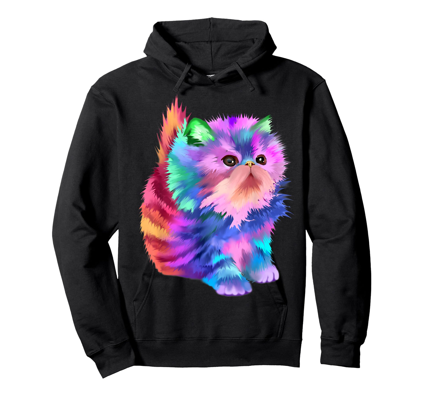 Starchild's Designs Women's Retro Rainbow Kitten Rave Psychedelic Cat T-Shirt