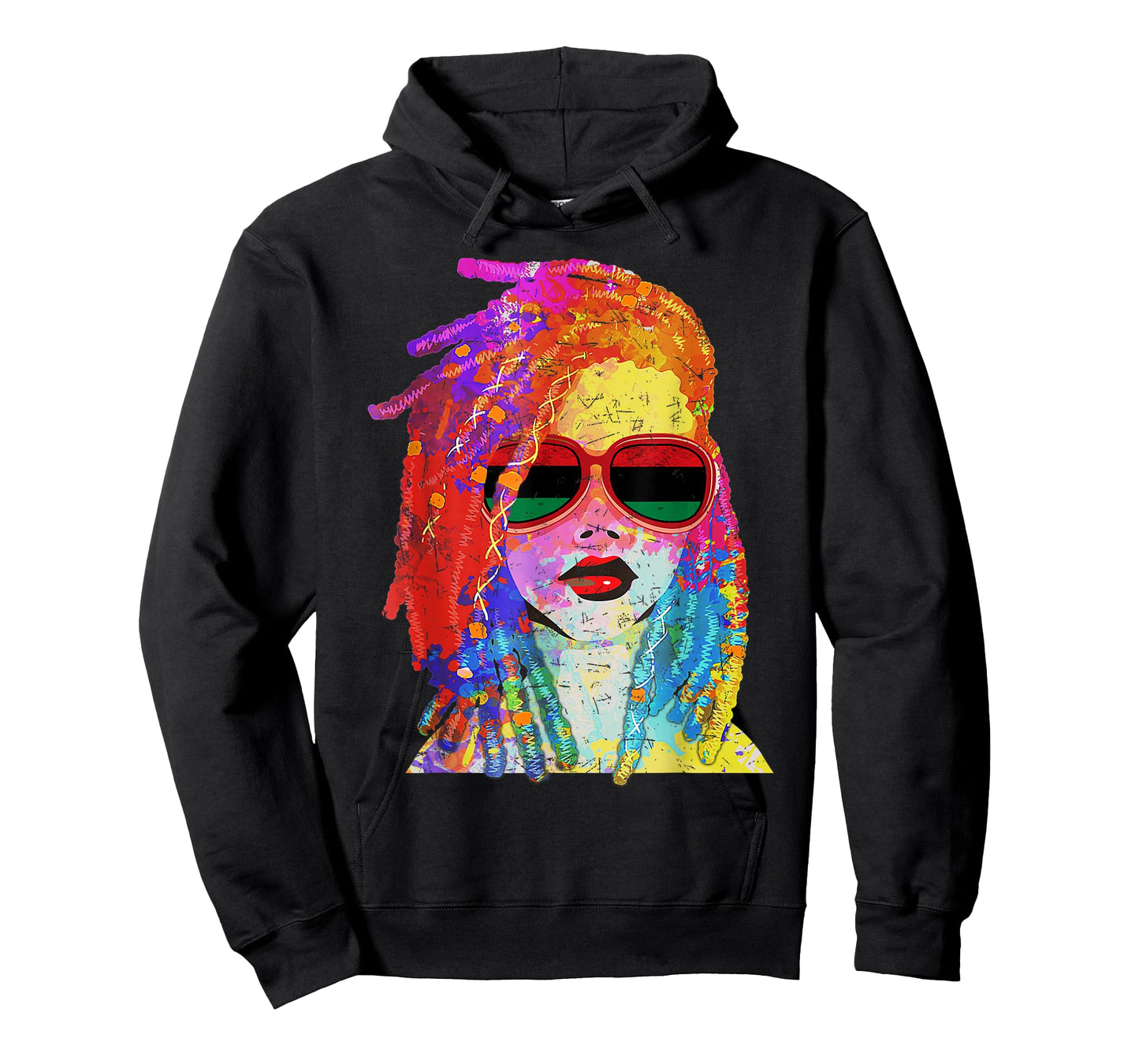 Loc'd Hair Black Queen Afro Woman Melanin Girl Art T-Shirt Small