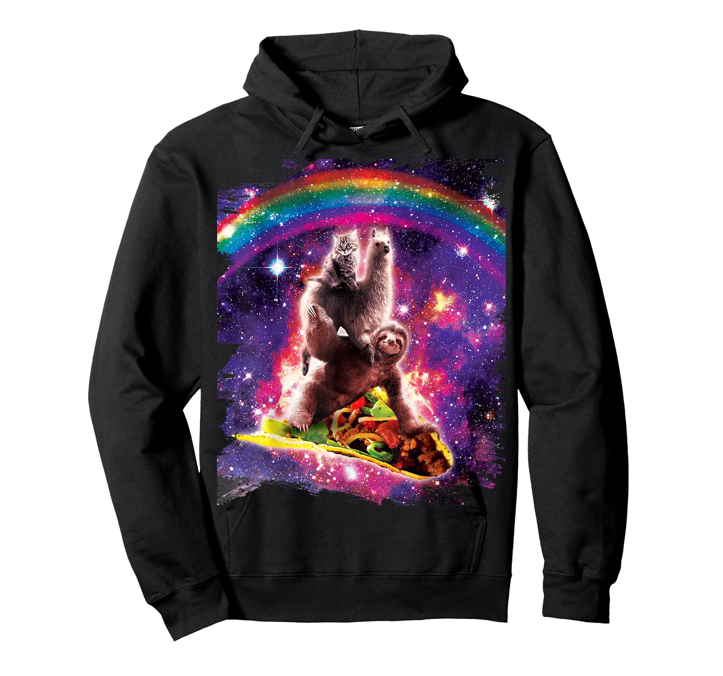 Space Cat Llama Sloth Riding Taco T-Shirt