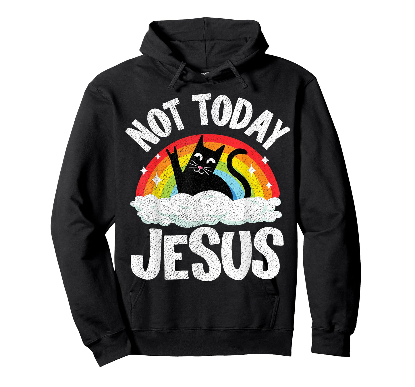 Not Today Jesus Satanic Cat Rainbow Goth Funny Death Metal T-Shirt