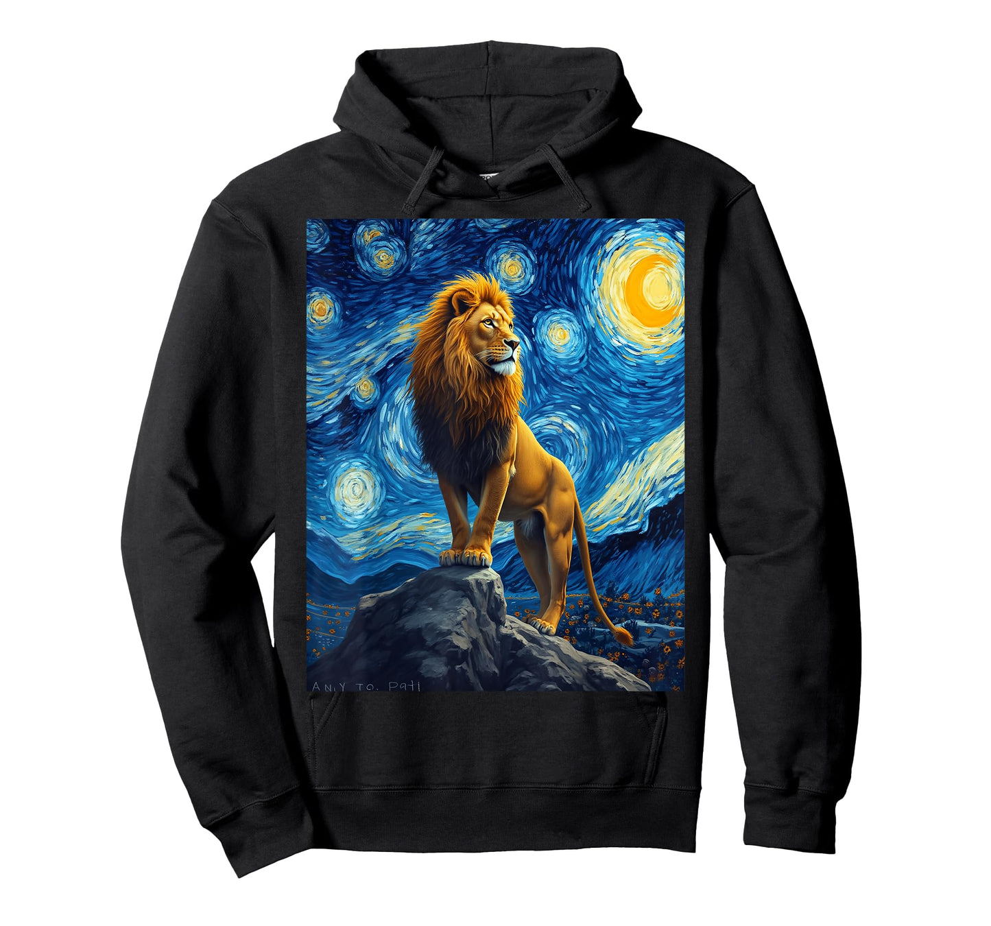 Van Gogh's Starry Night Lion King Jungle Animal T-Shirt
