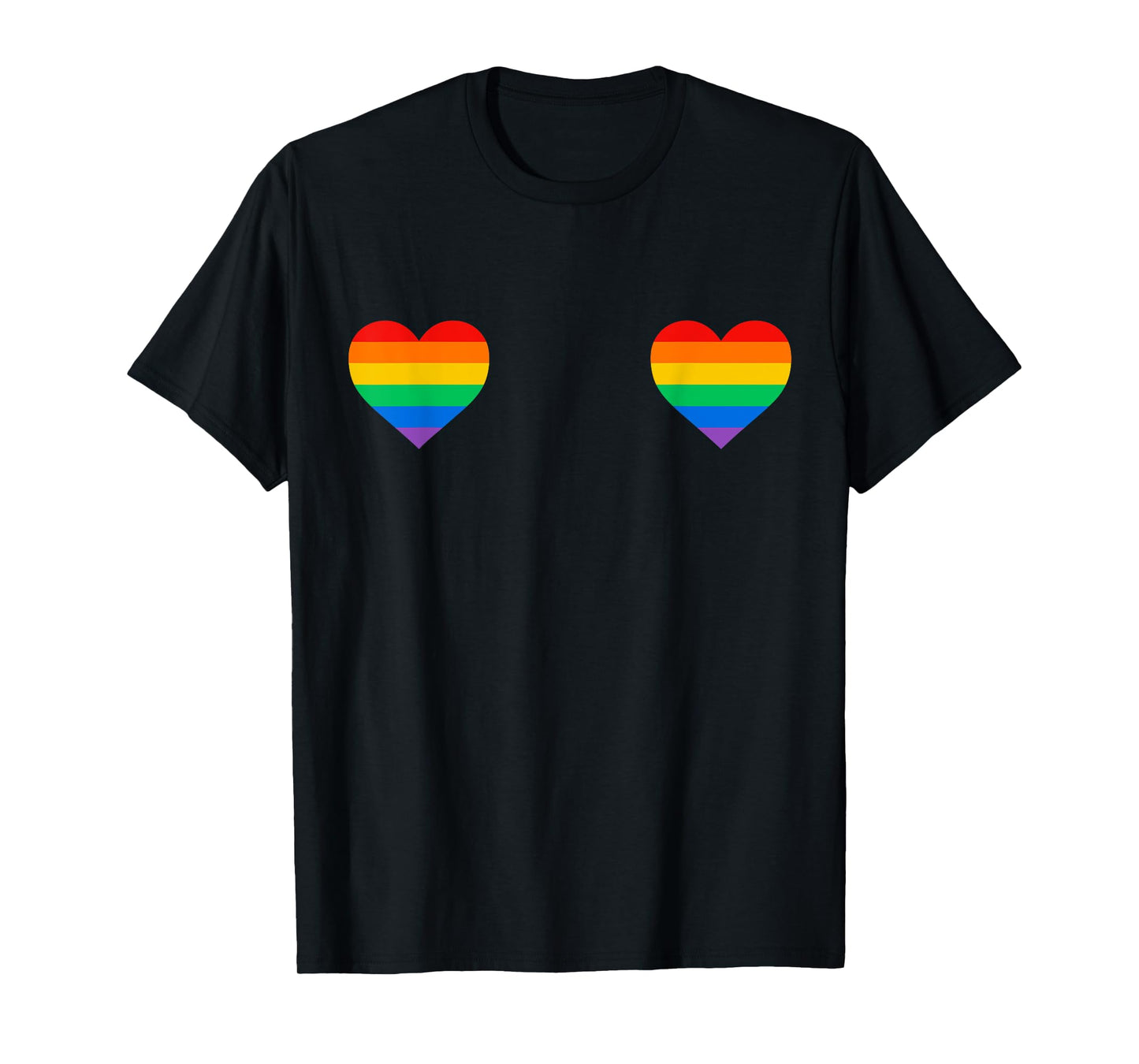 Gay Pride Rainbow Heart Boobs LGBTQ Shirt T-Shirt