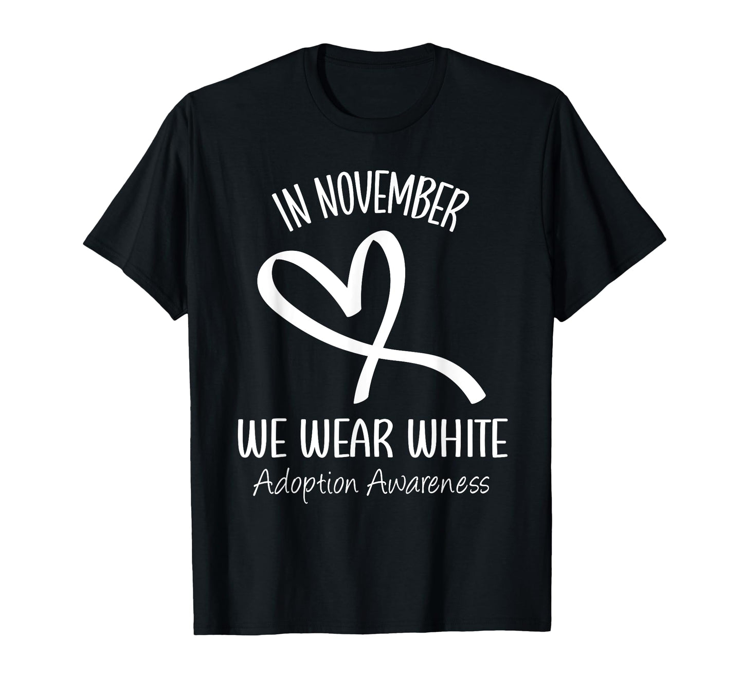 Rainbow In November We Wear White Adoption Awareness Ribbon T-Shirt