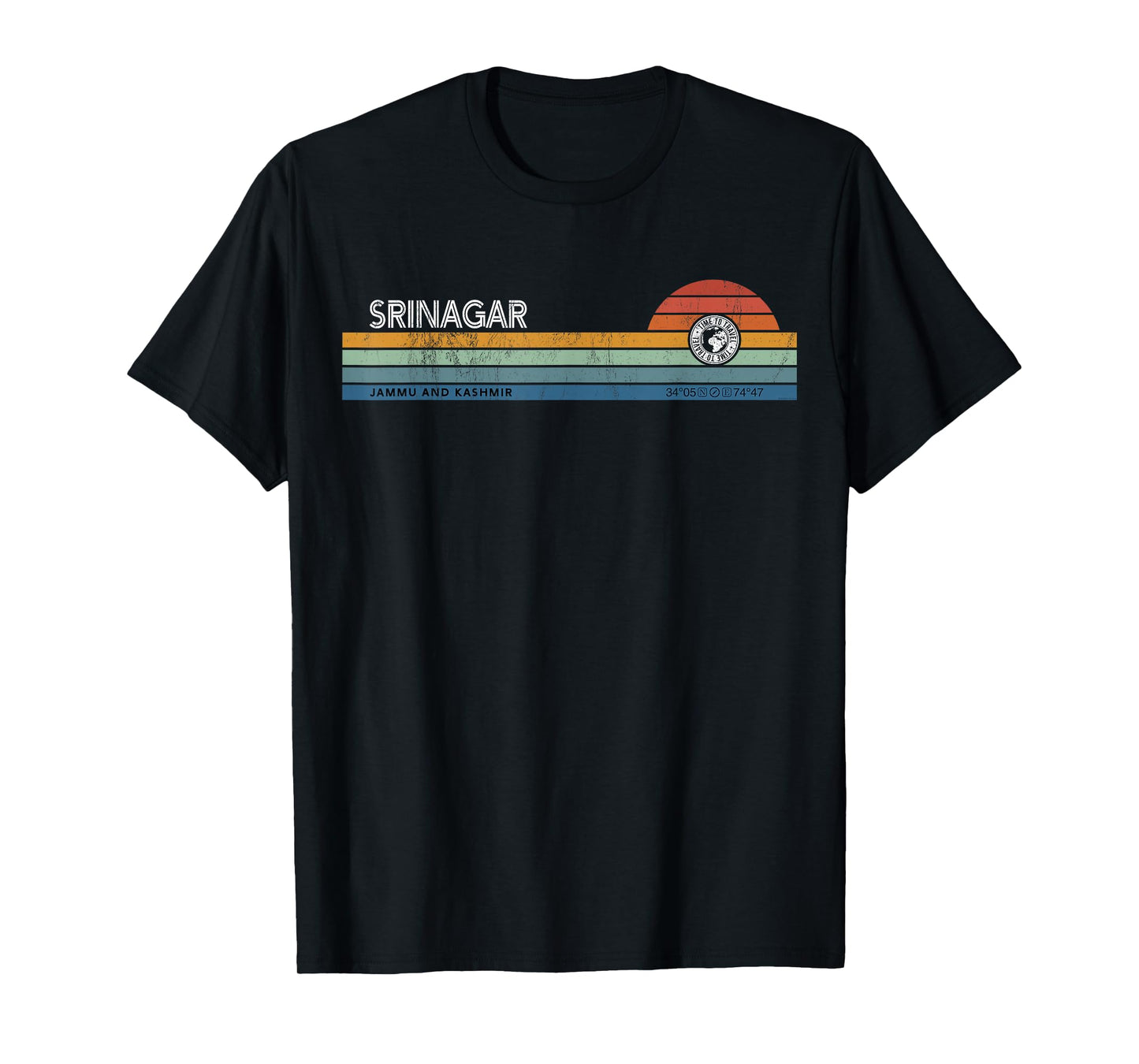 Srinagar Jammu And Kashmir India Retro Sunset Rainbow Synth T-Shirt