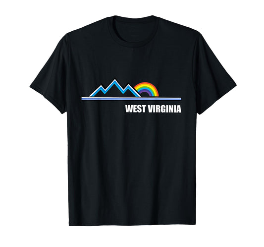 Retro West Virginia T Shirt Vintage Rainbow Mountains Tee T-Shirt
