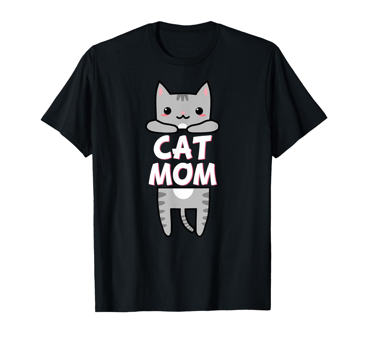 Cat Mom Kawaii Grey Tabby Kitty Cute Cat Men Women Kids T-Shirt