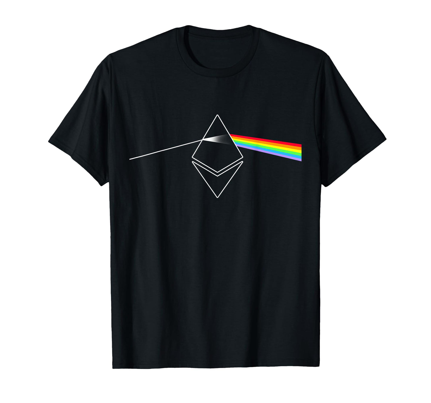 Miftees Crypto Tees Ethereum Prism Rainbow Light Unisex-Adults Black T-Shirt