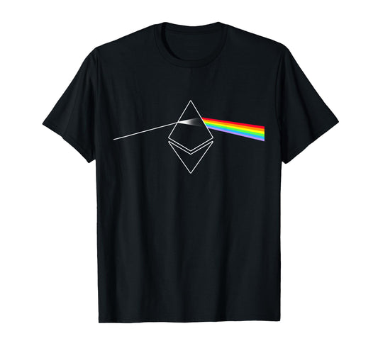 Miftees Crypto Tees Ethereum Prism Rainbow Light Unisex-Adults Black T-Shirt