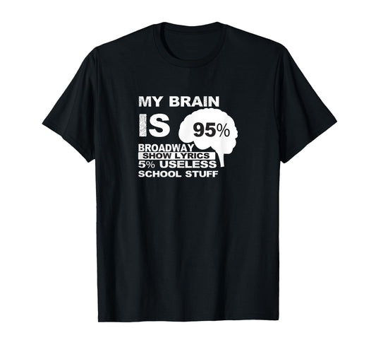 My Brain is 95% Broadway Lyrics TShirt| Fun Theatre Acting T