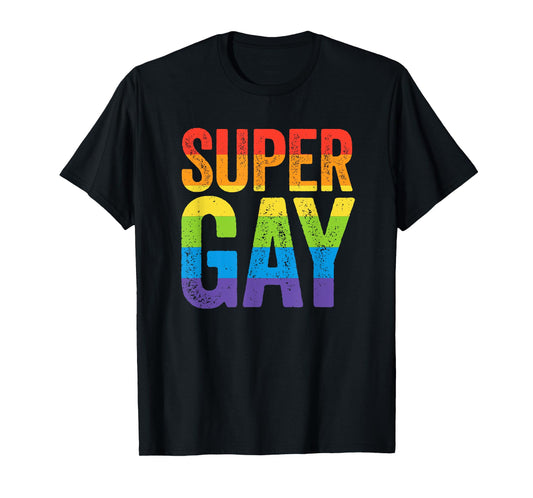 Super Gay T Shirt - LGBT Pride Rainbow Flag Gay Lesbian T-Shirt