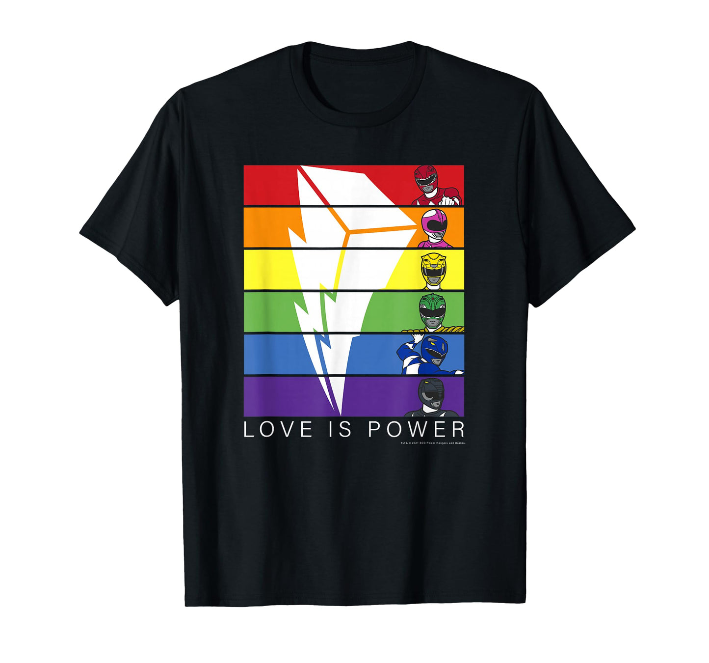 Power Rangers Pride Love is Power Rainbow Panels T-Shirt Small