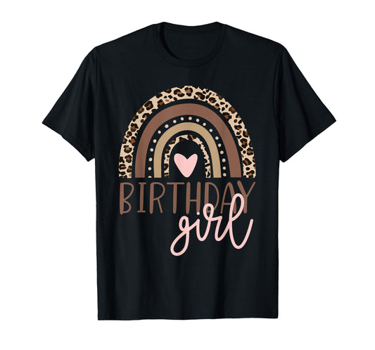 Birthday Girl Leopard Rainbow Birthday Party Family T-Shirt Small