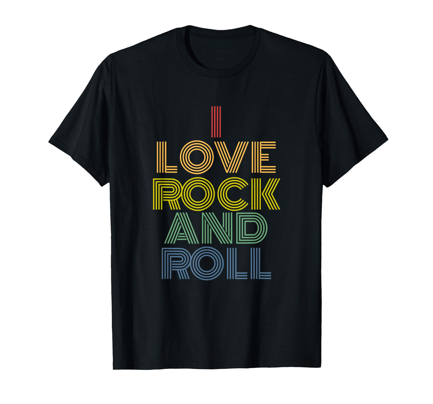 I Love Rock and Roll Retro Rainbow Rock Music T-Shirt