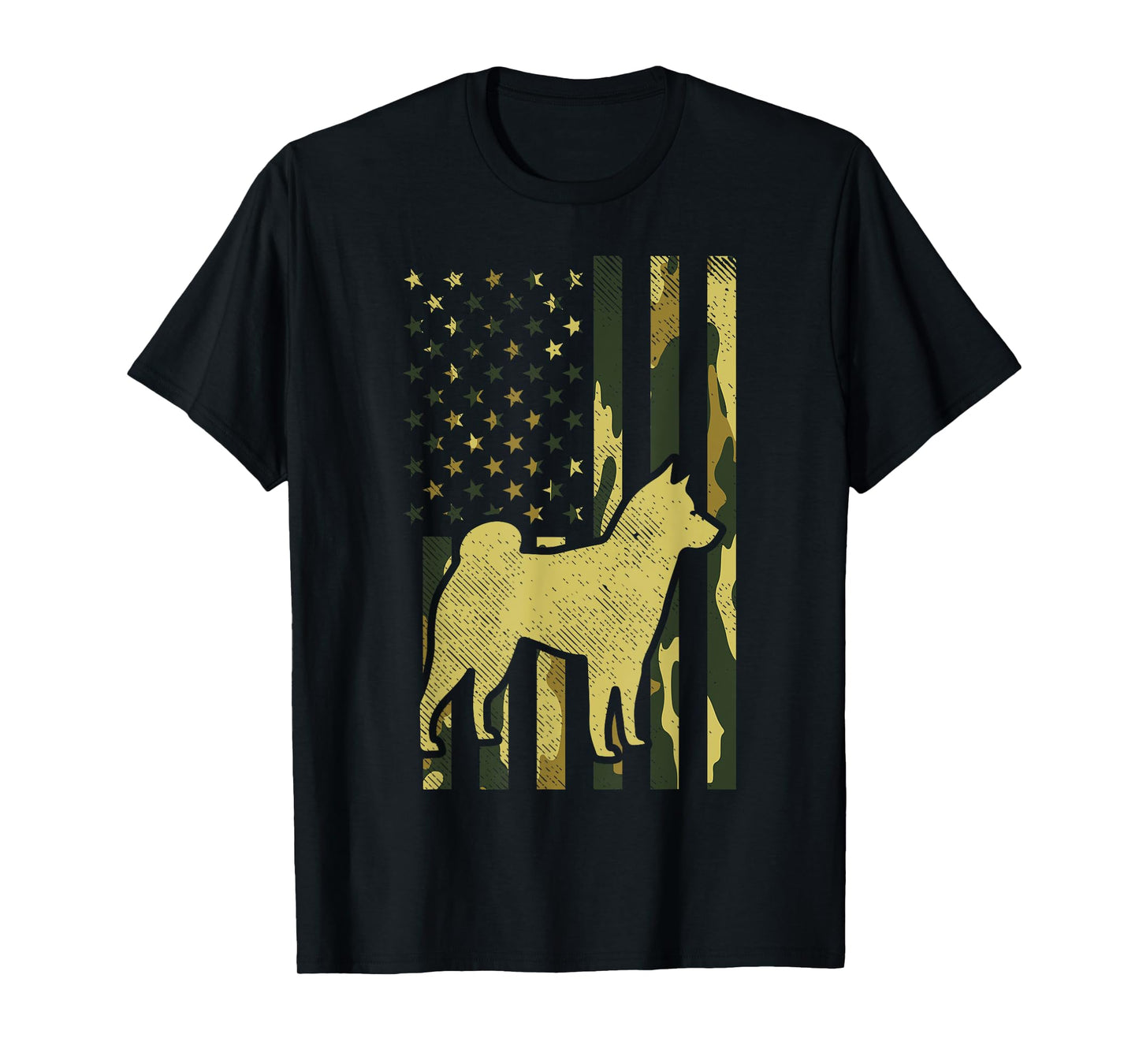 Camo US Flag Shiba Inu Akita Pet Japanese Dog Patriotic Gift T-Shirt