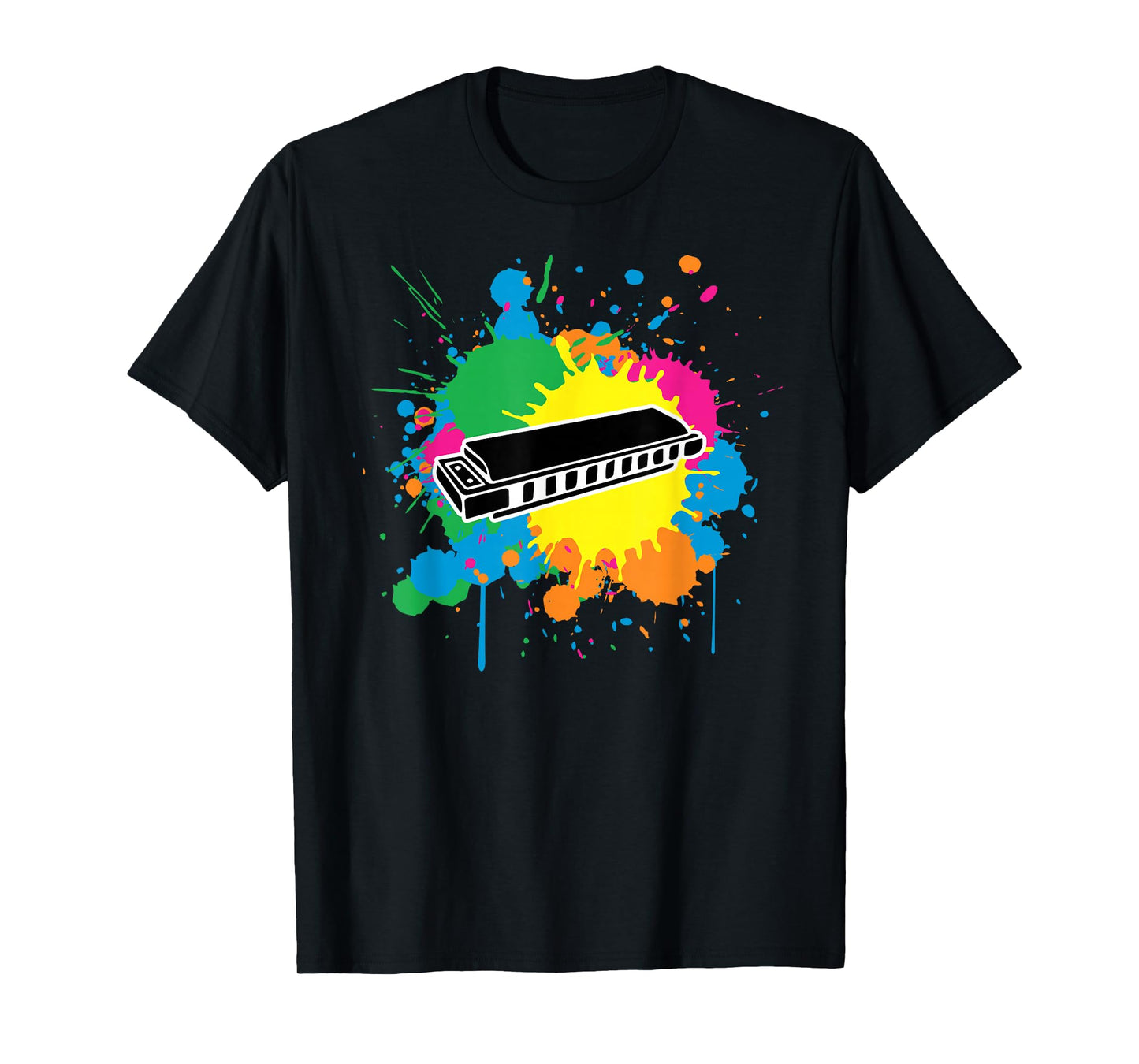 Harmonica Paint Splash Graphic T-Shirt For Harmonica Lovers T-Shirt