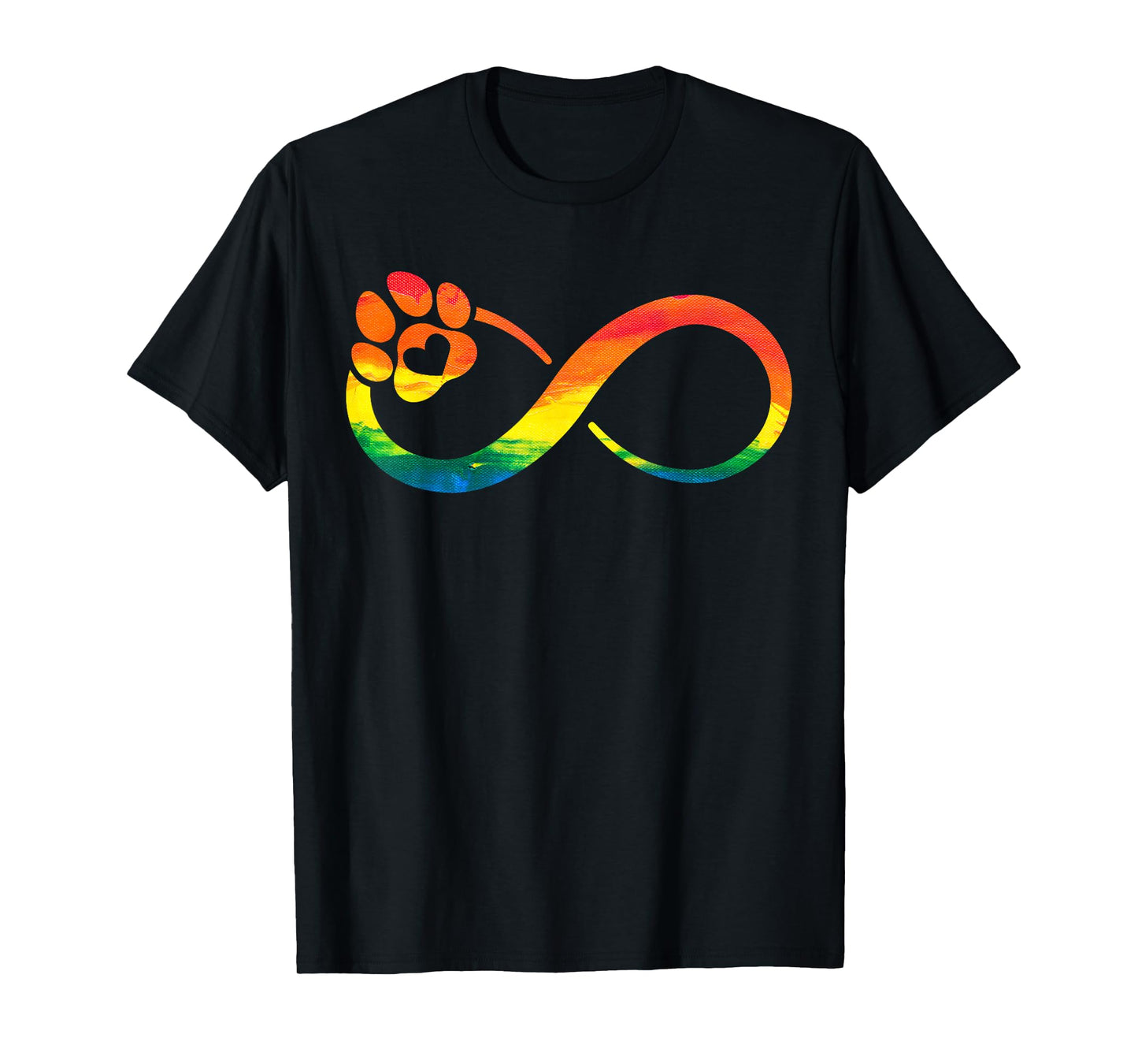Dog Cat Paw Print Infinite Rainbow, Dog Lover Rescue T-Shirt