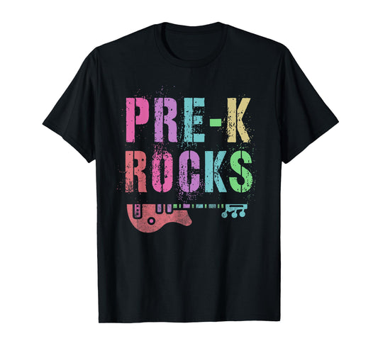 Vintage PRE-K ROCKS Teacher Rockstars I Teach ABCD Preschool T-Shirt for Men Women Girls Kids