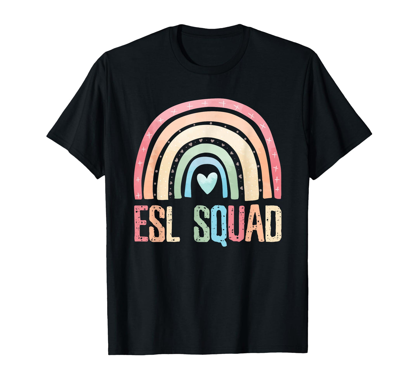 ESL Squad Teacher Crew Team Back To School English Rainbow T-Shirt