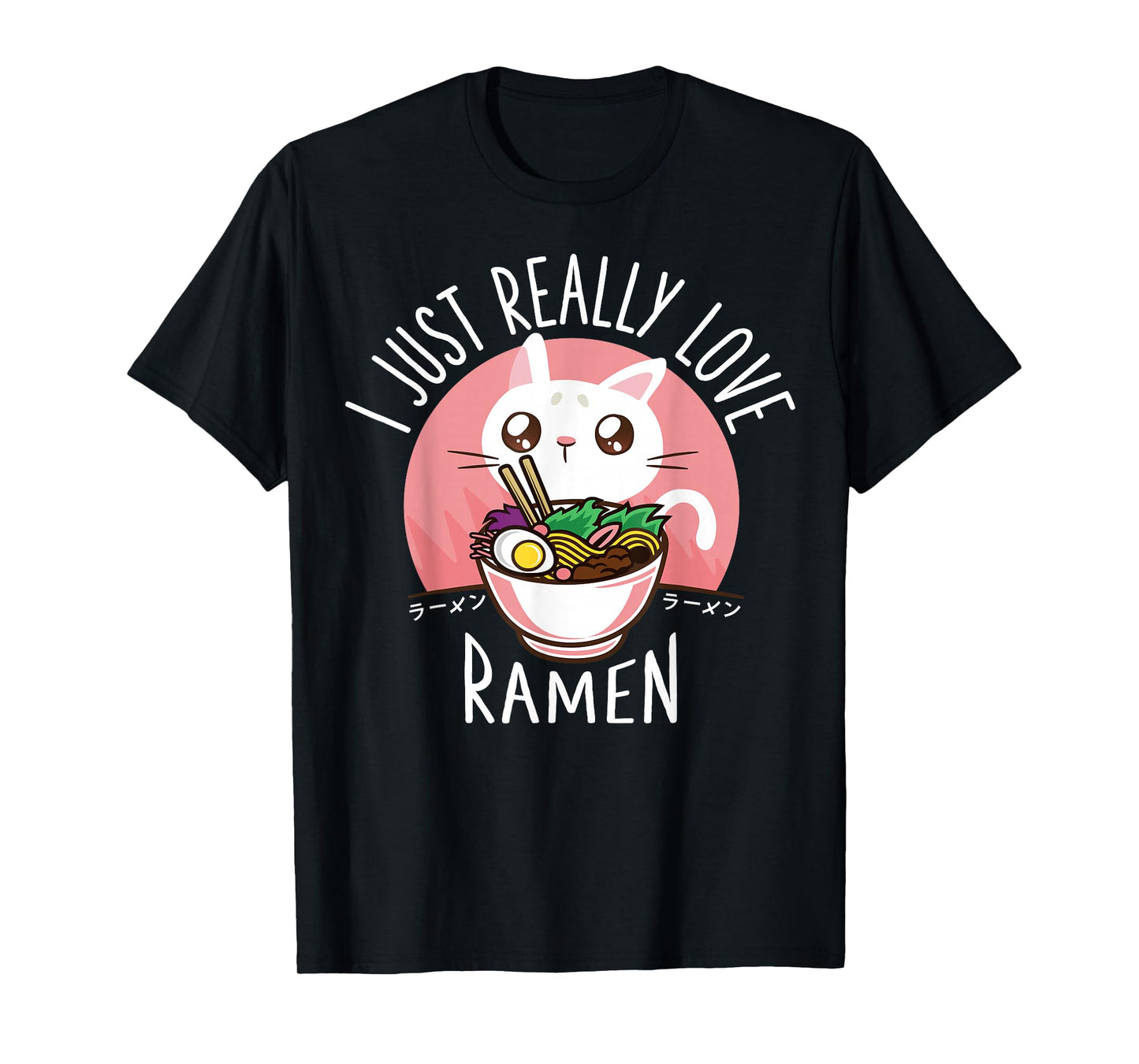 Funny Cat Ramen Anime Merch Kawaii Clothes Graphic Tees Men T-Shirt
