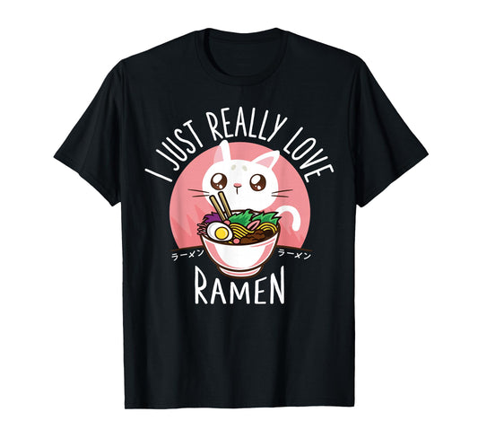 Funny Cat Ramen Anime Merch Kawaii Clothes Graphic Tees Men T-Shirt