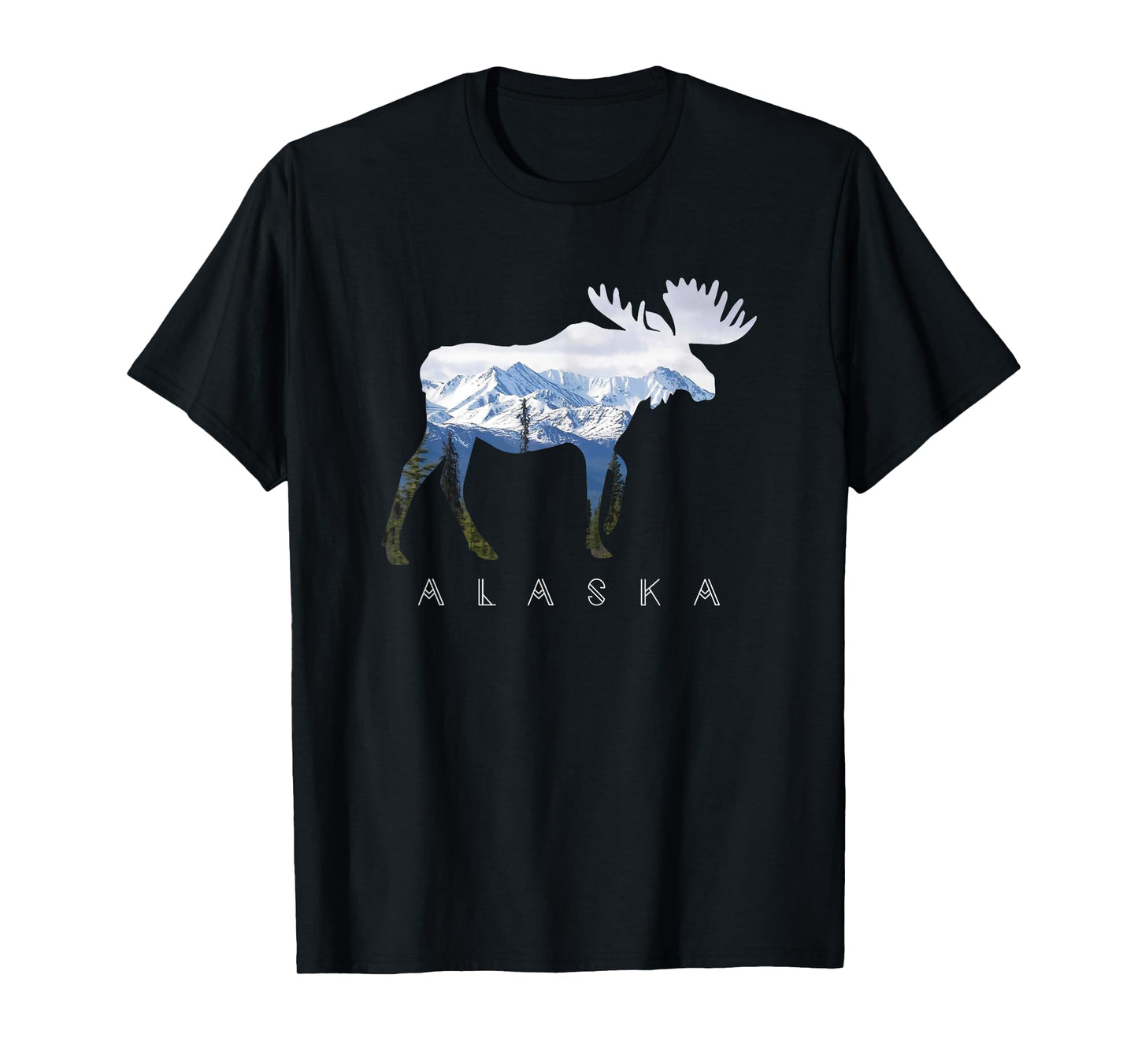 Alaska Day Moose Snowy Mountain T-Shirt T-Shirt