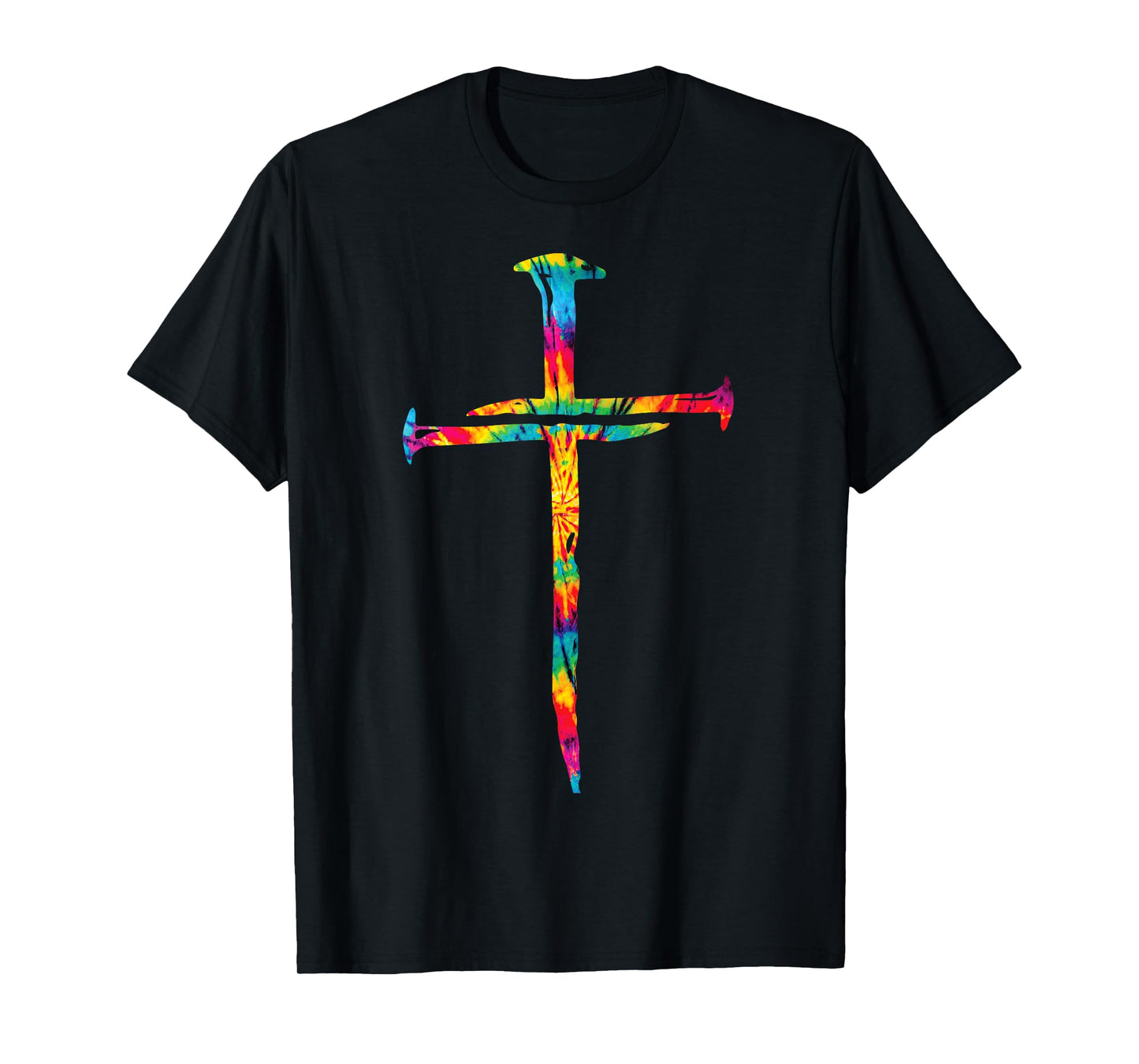 Christian Jesus Nail Cross Tie Dye Rainbow Bible Religious T-Shirt