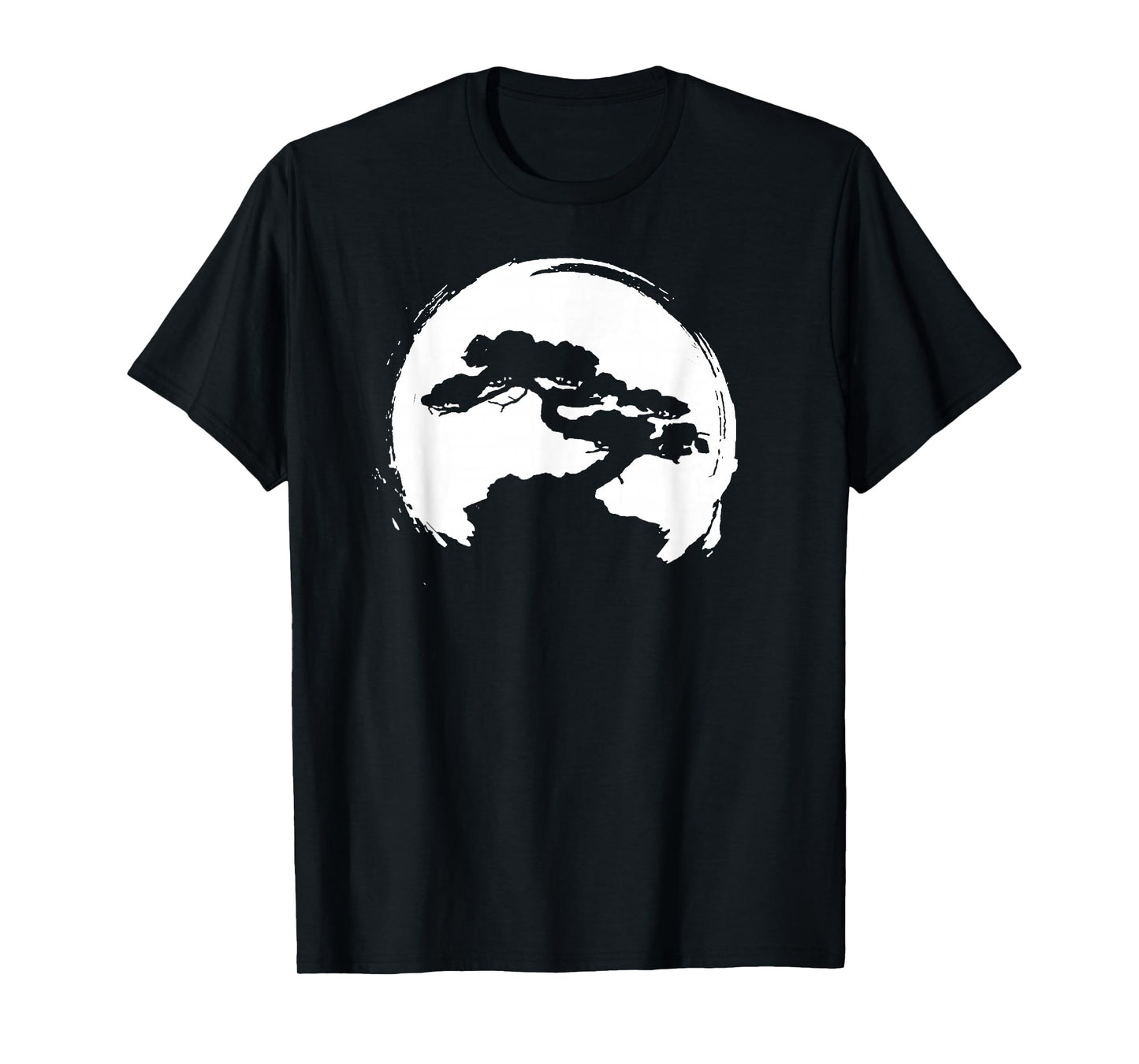 Vintage Bonsai Tree Shadow Picture Retro Zen Circle T-Shirt
