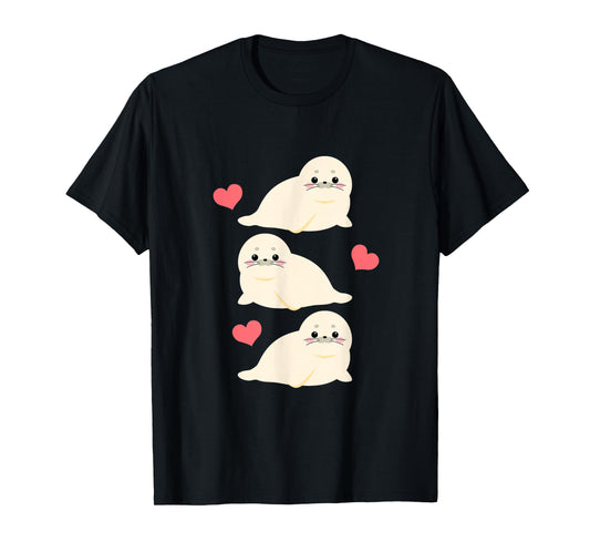 Sea Lions Make Me Happy T-Shirt Gift for Harp Seal Lover Tee T-Shirt