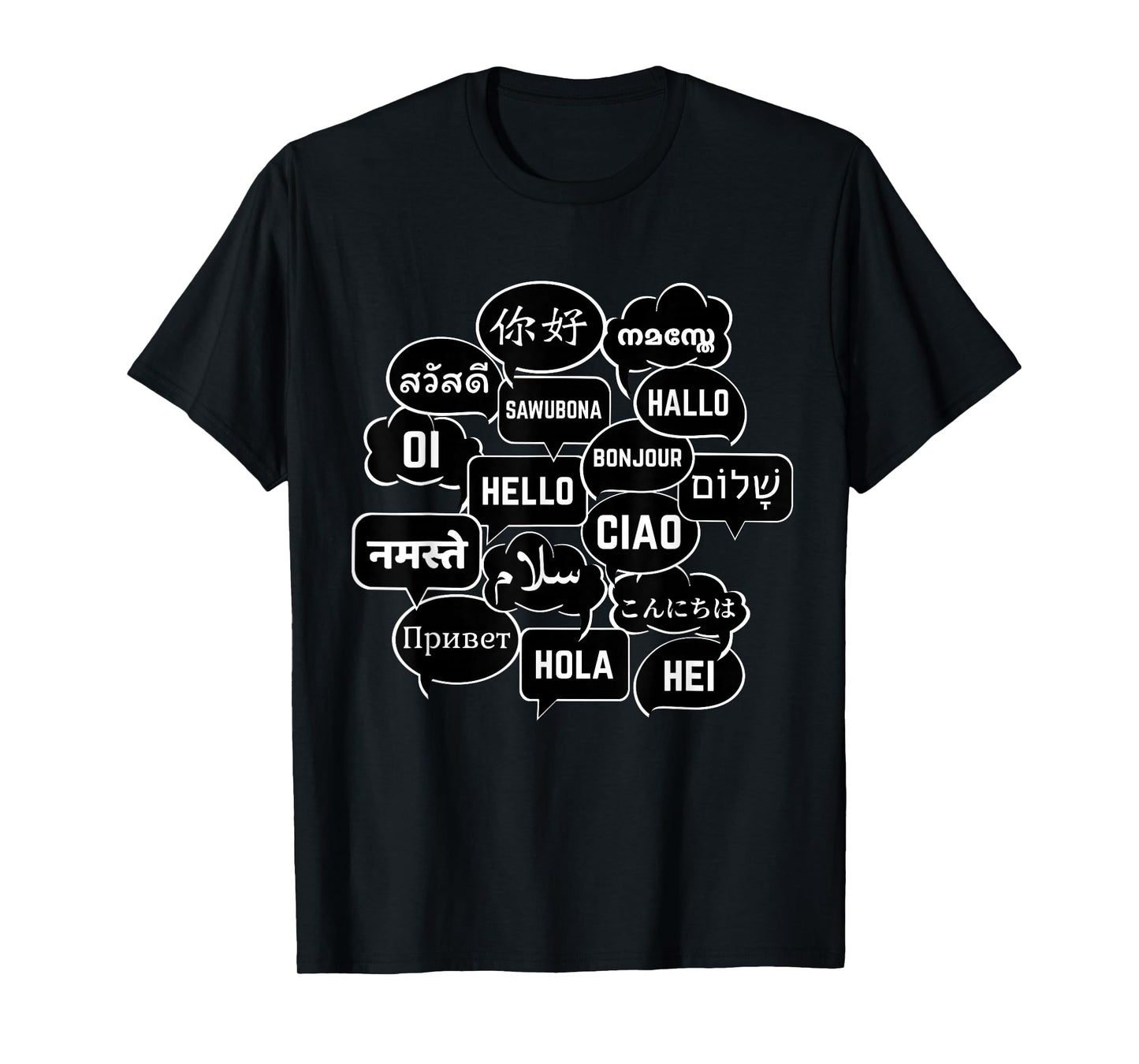 Hello in many Languages Translator Globetrotter Polyglot T-Shirt