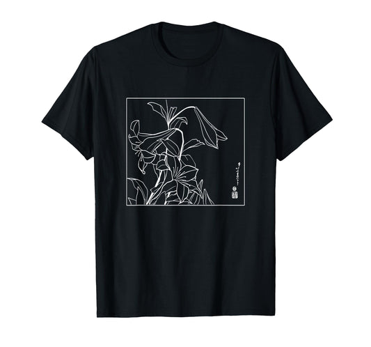 Lilies Japanese Art Print Hokusai Woodblock Japanese Art T-Shirt
