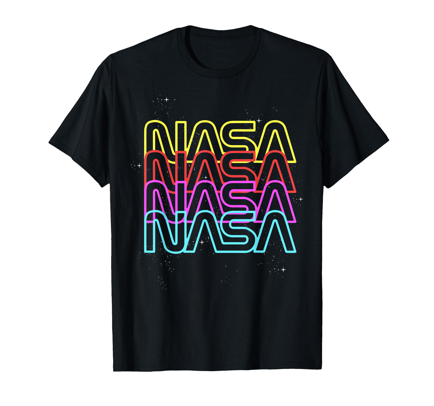 NASA Neon Rainbow Repeat Text Logo T-Shirt