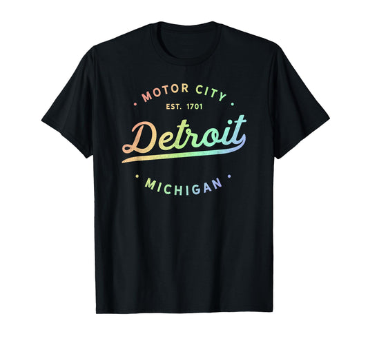 Detroit Michigan Rainbow Sassy Motor City Pride Design T-Shirt