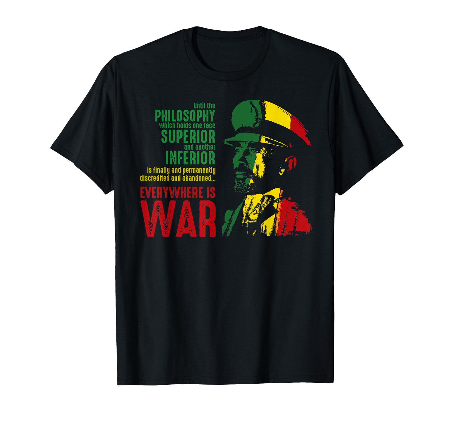 Haile Selassie Speech War Judah Lion Shirt Jah Bless Rasta T-Shirt
