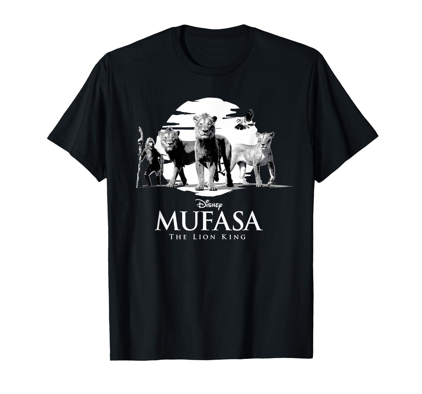 Disney Mufasa: The Lion King Movie Black & White Characters T-Shirt