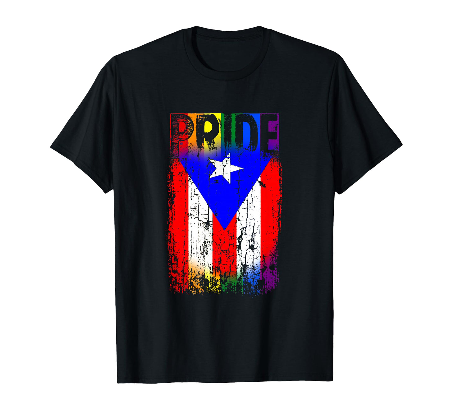 Puerto Rico Rican Gay Pride Flag LGBTQ Boricua Distressed T-Shirt