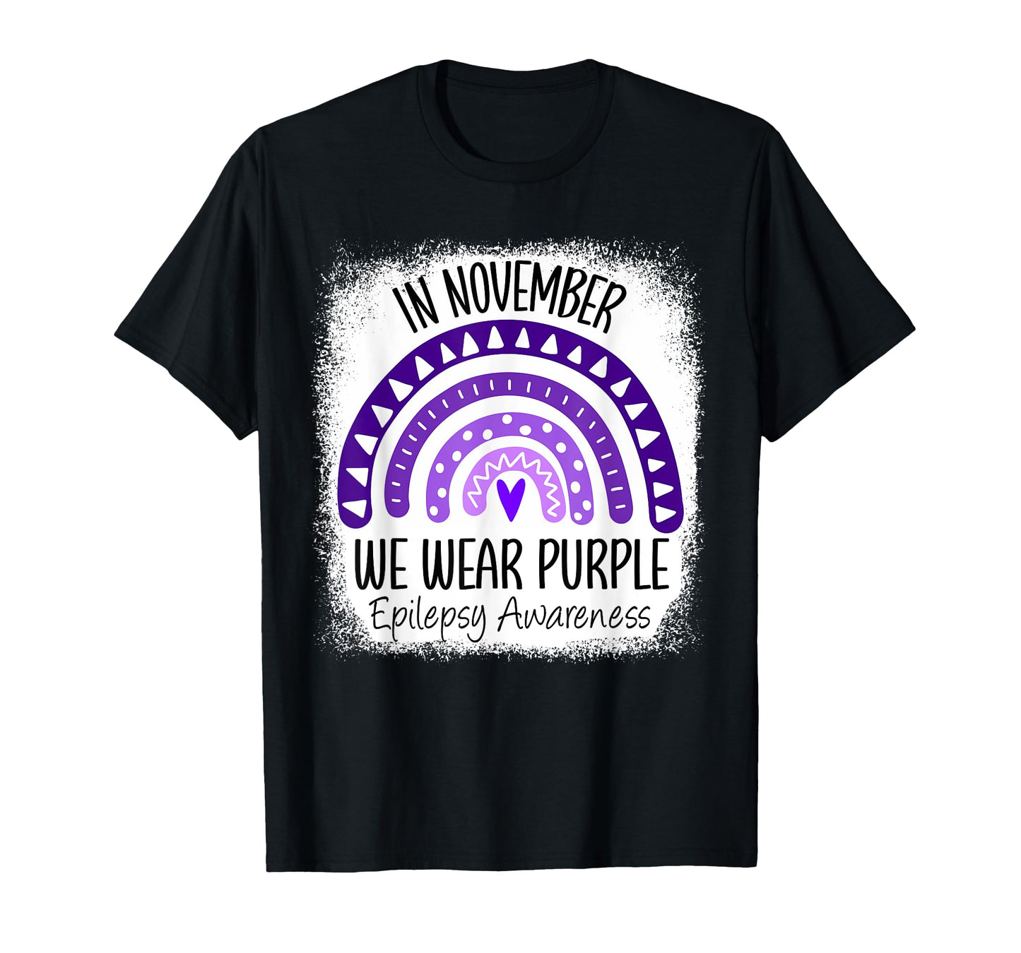 Rainbow In November We Wear Purple Epilepsy Awareness Ribbon T-Shirt